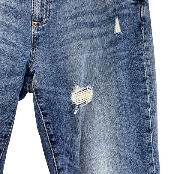 Gap 1969 Womens Girlfriend Vintage Jeans Size 32 R Blue Distressed Holes MidRise - Picture 6 of 11